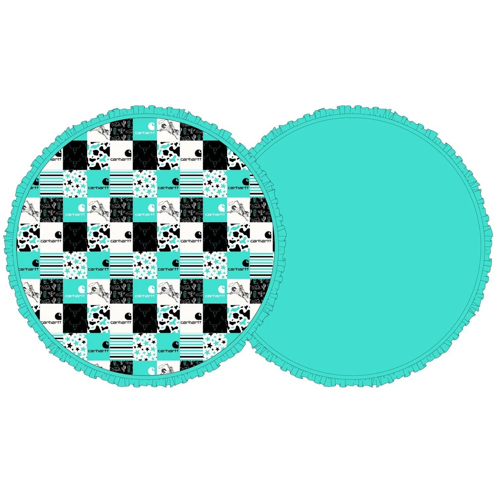 High‎ Society Bamboo Carhartt Teal Bamboo Ruffle Playmat 38" diameter